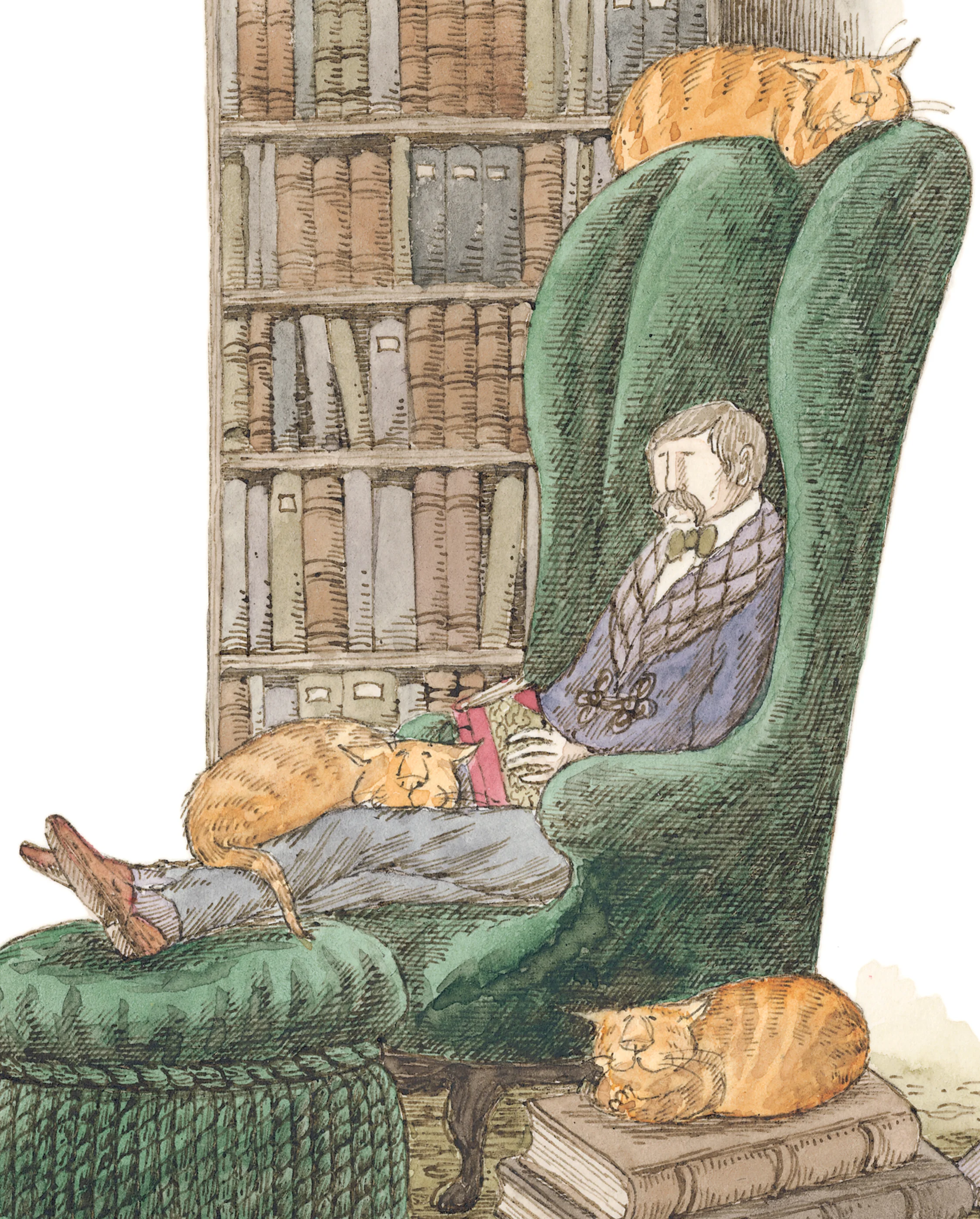 Edward Gorey: Bibliophile with Cats Bookmark - Image 2