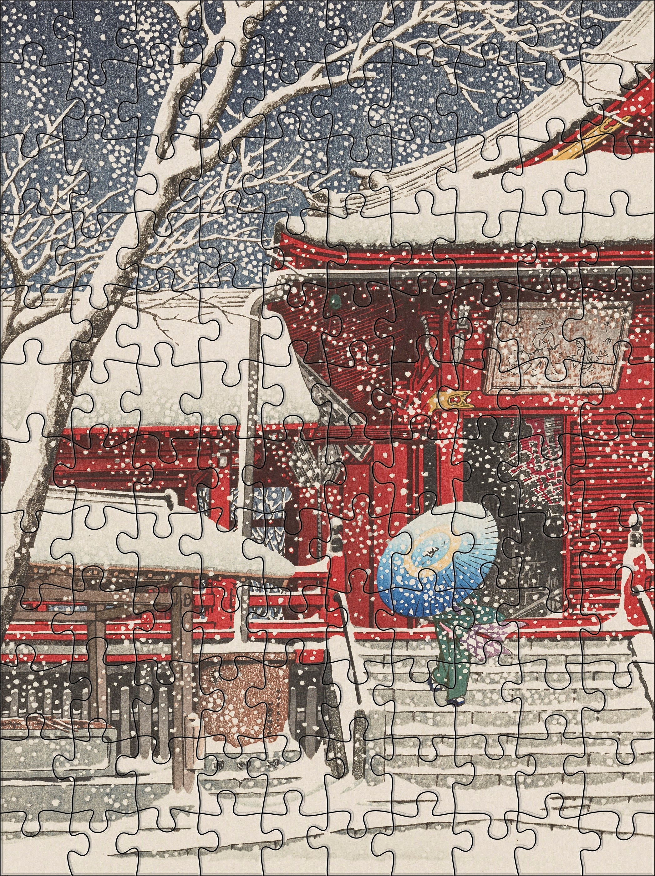 Kawase Hasui: Snowfall 120-Piece Double-Sided Jigsaw Puzzle Set - Image 3