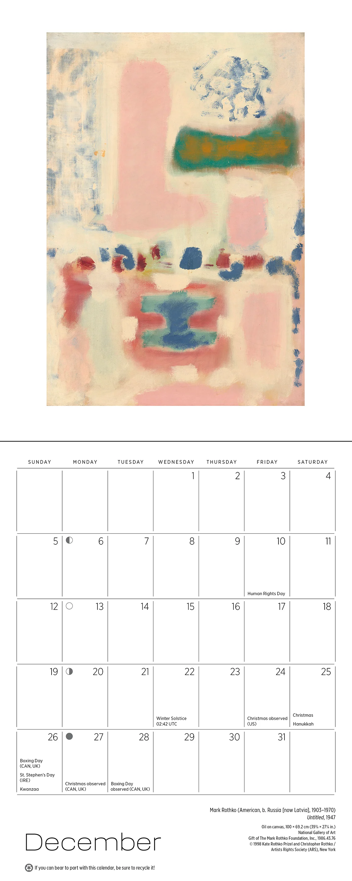Rothko 2027 Mini Wall Calendar - Image 6