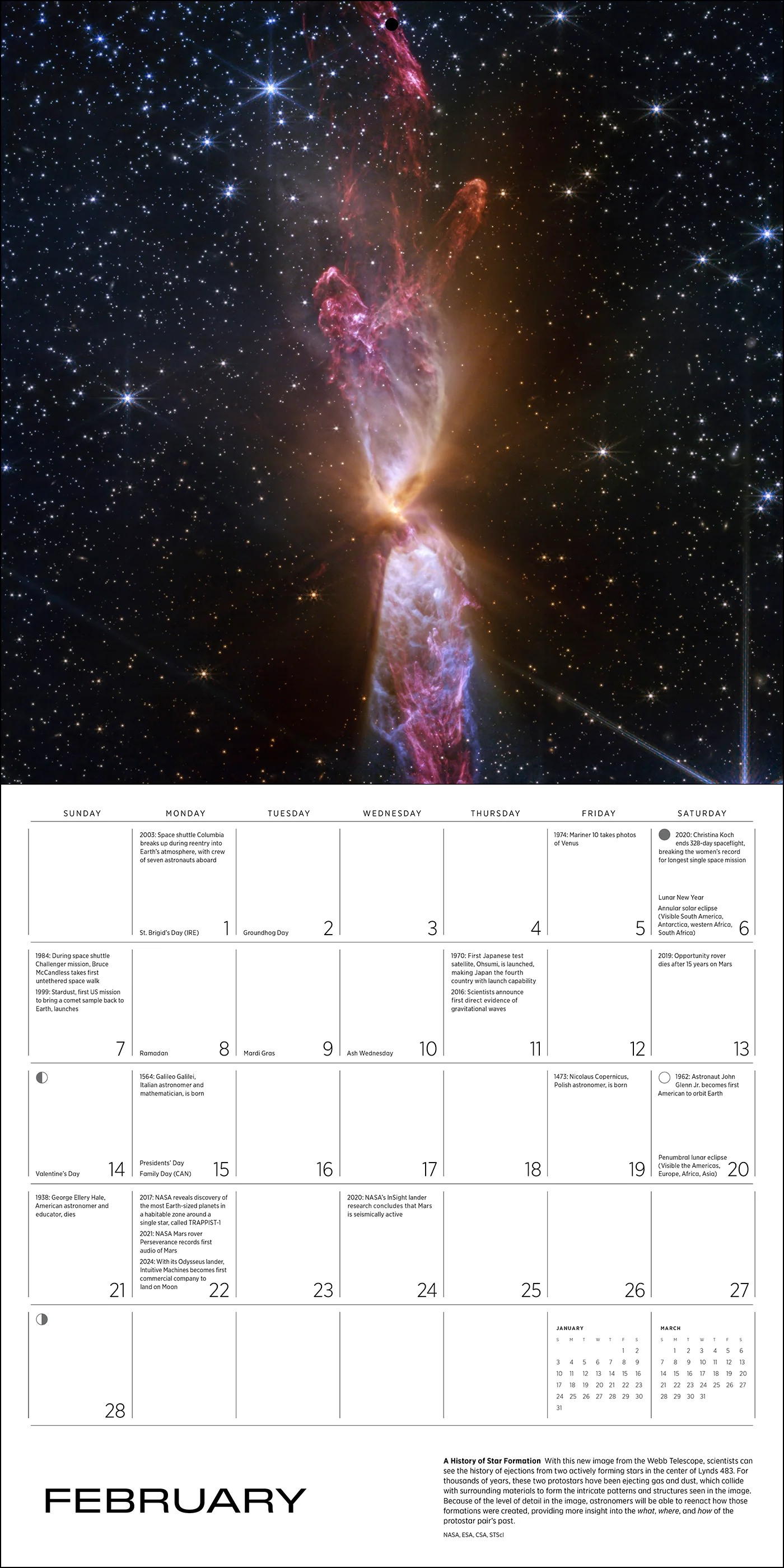Space: Views from the Hubble and James Webb Telescopes 2027 Wall Calendar - Image 3
