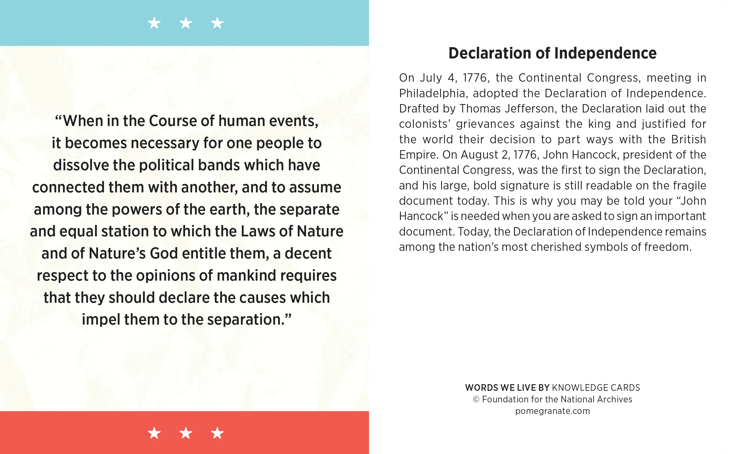 Words We Live By: A Quiz Deck on American Historical Documents Knowledge Cards - Image 3